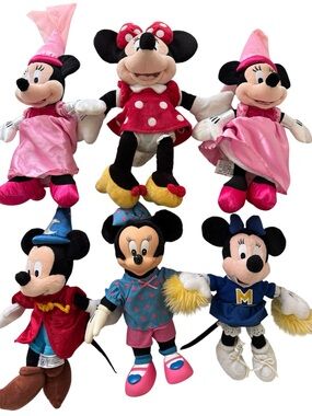 Disney Minnie & Mickey Plush Collection - Pink, Red, Blue, Yellow